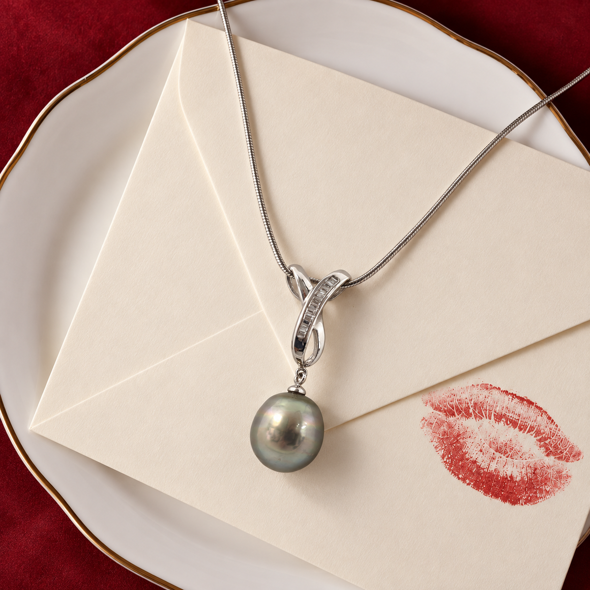 Alika Necklace featuring a Tahitian pearl, crafted in silver, perfect for showcasing New Zealand pearl jewellery elegance.