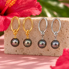 Nirvana Earrings in gold filled and silver filled with Tahitian pearls