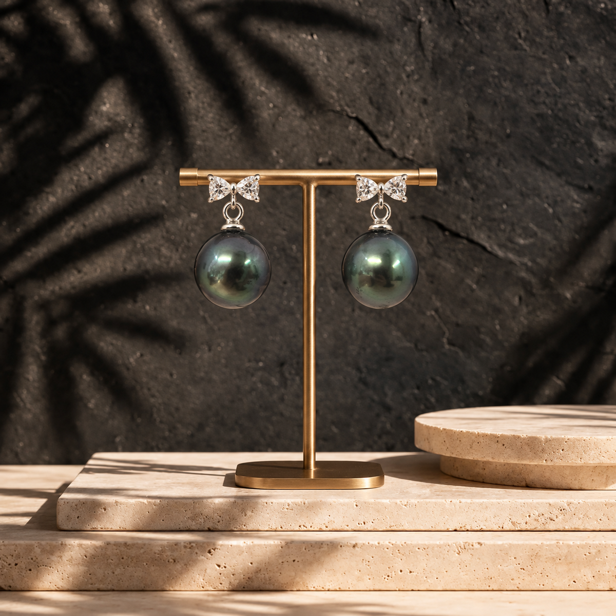 Alba Earrings showcasing silver with Tahitian pearl, a stunning piece of Pacific jewellery and New Zealand jewellery.