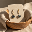 Keiko Earrings featuring stunning Tahitian pearl jewellery and gold accents, perfect for elegant occasions.