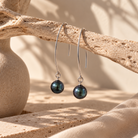 Nalu Earrings featuring elegant Tahitian pearls, a stunning example of Pacific jewellery and New Zealand jewellery.